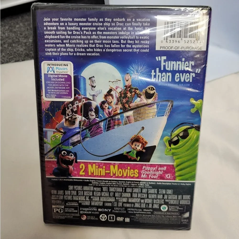 NEW Hotel Transylvania 3 DVD + digital with‎ 2 mini movies sealed PG